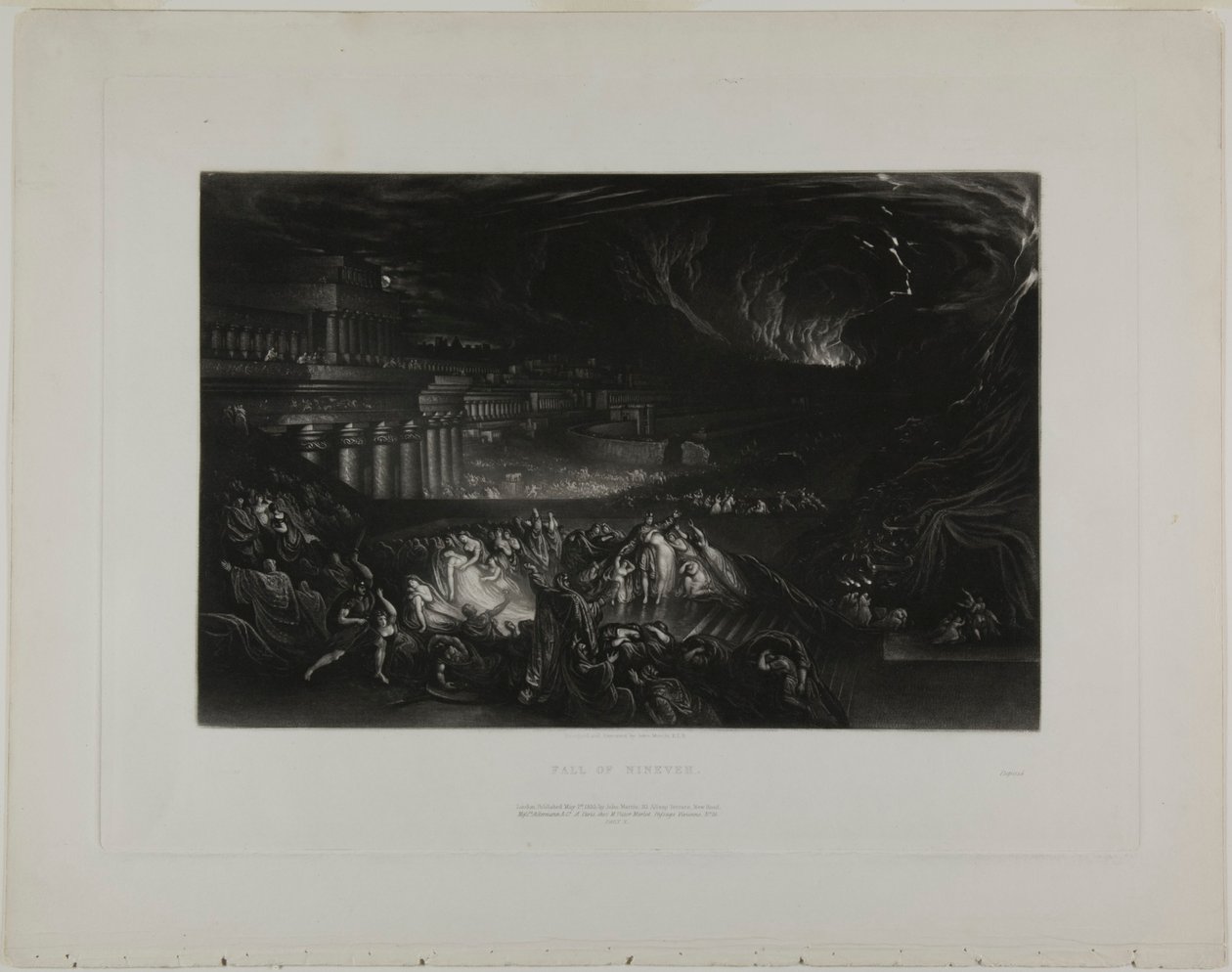 Ninive bukása, a Biblia illusztrációiból alkotó: John Martin