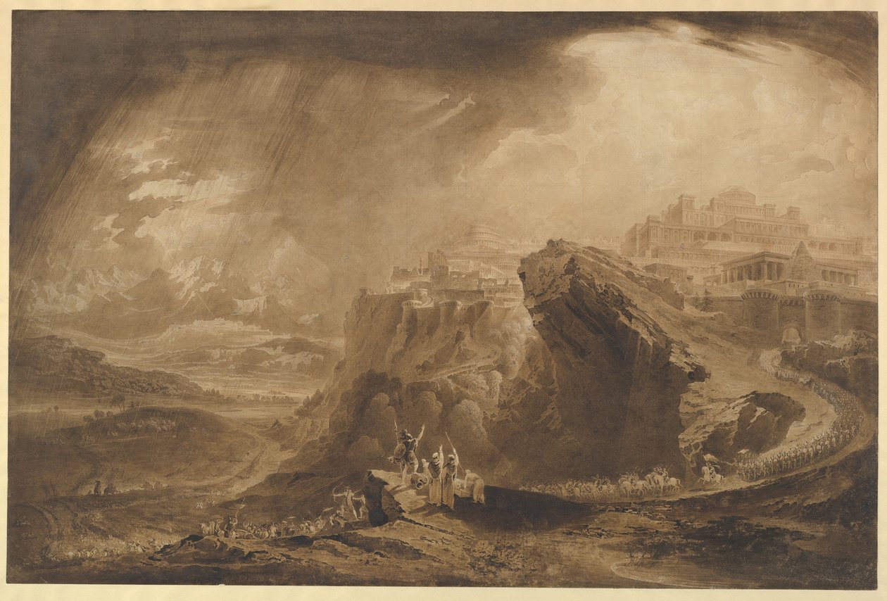Józsué megparancsolja a napnak, hogy álljon meg Gibeón fölött (Józsué 10:12-14) alkotó: John Martin