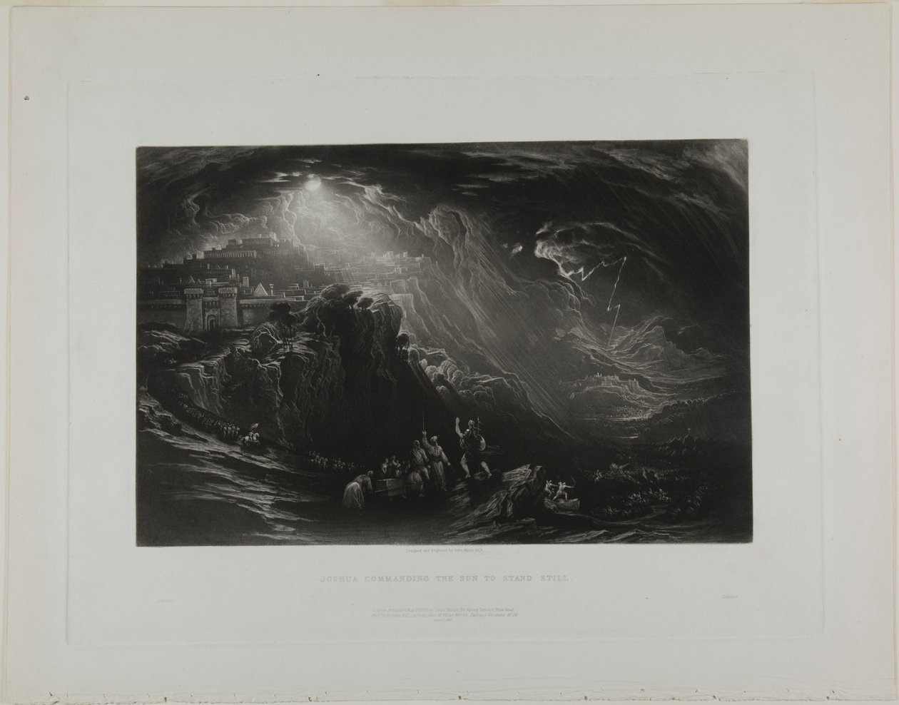 Joshua parancsolja a napnak, hogy álljon meg, a Biblia illusztrációiból alkotó: John Martin