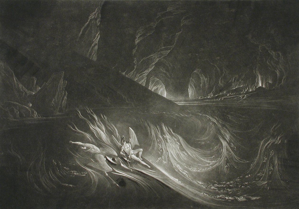 Lucifer az égő tavon alkotó: John Martin