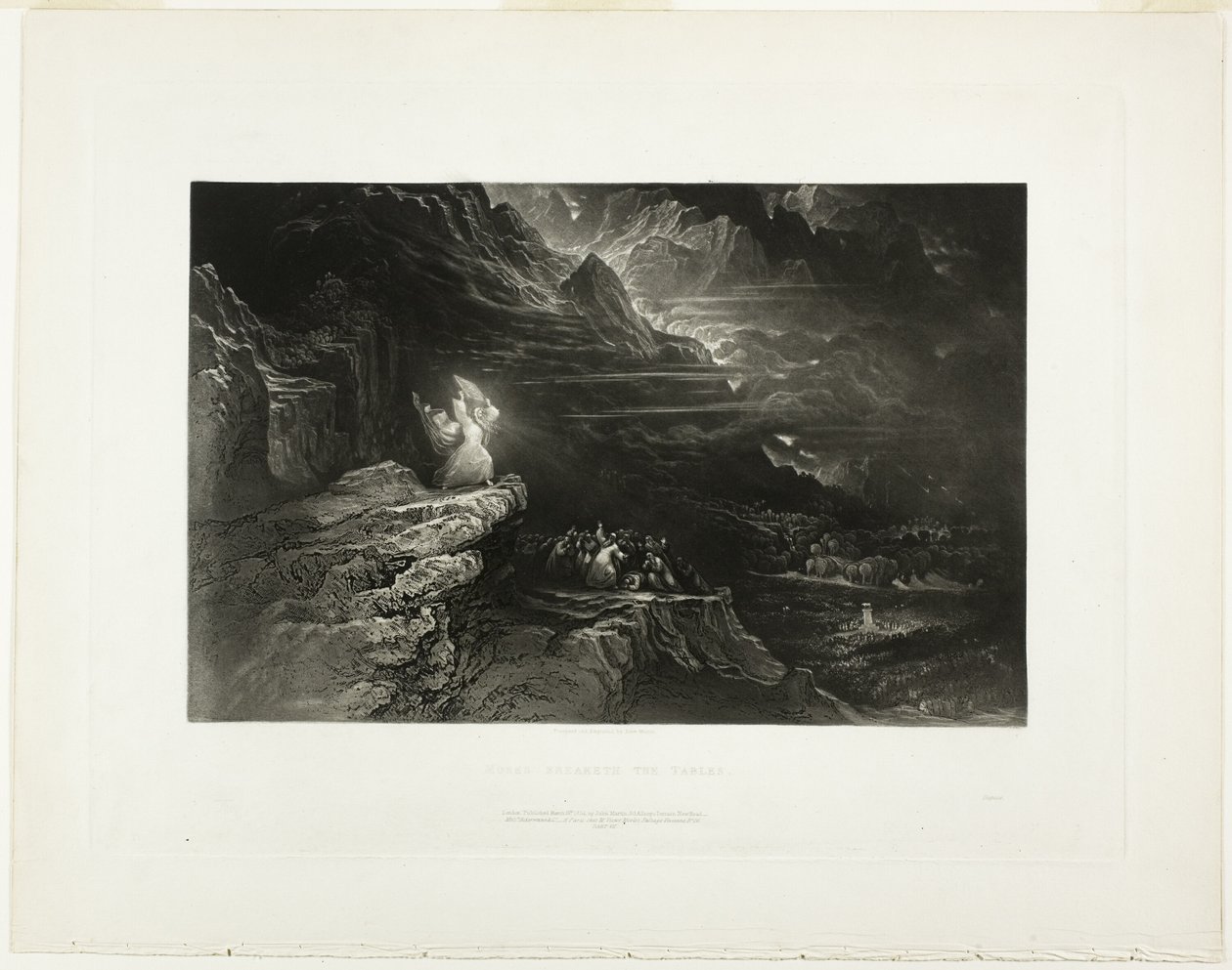 Mózes megtöri az asztalokat, a Biblia illusztrációiból alkotó: John Martin