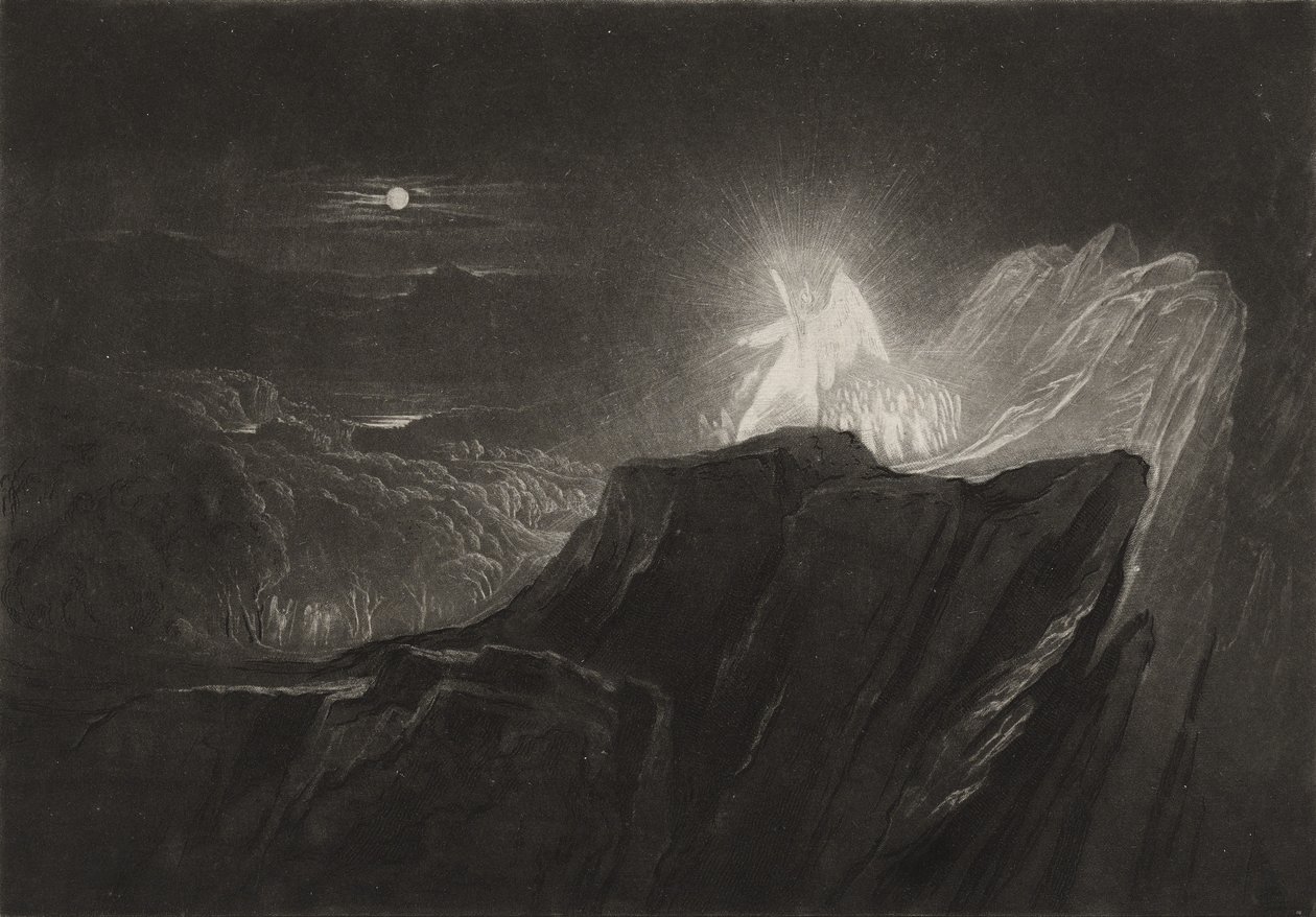 Az éjszakai paradicsomot őrző angyalok, 1827 körül (mezzotint) alkotó: John Martin