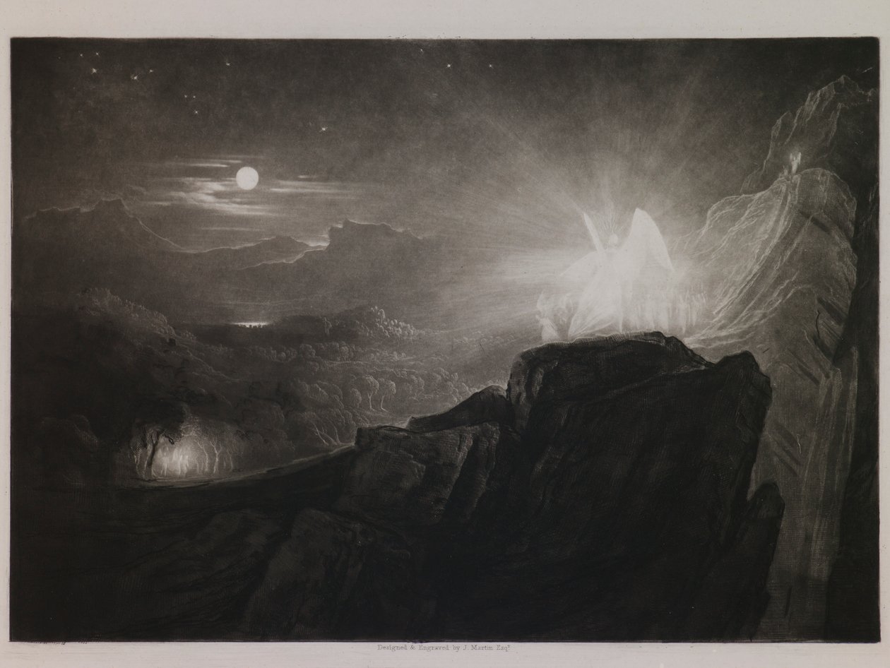 Az angyalok a paradicsomot őrző éjjel, illusztráció: John Milton „Elveszett paradicsoma”, 4. könyv, 866. sor alkotó: John Martin