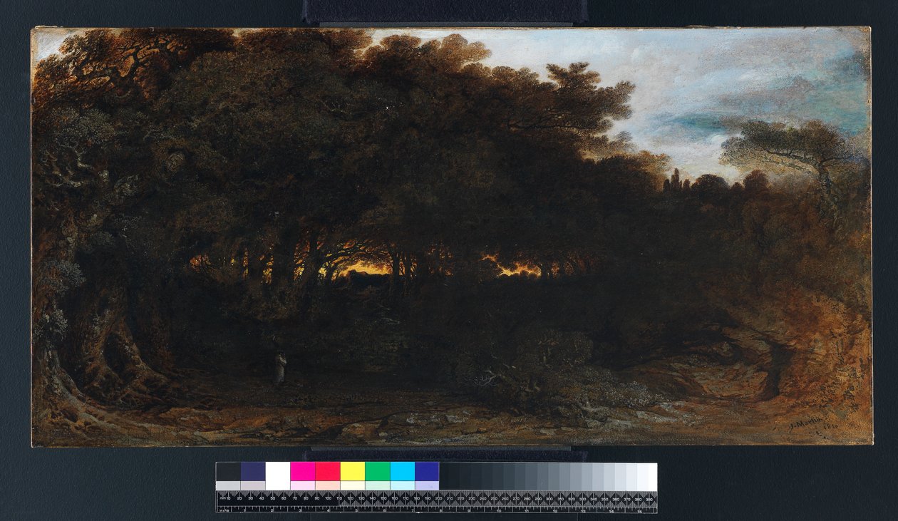 Twilight in the Woodland, 1850 (olaj, papír, vászonra fektetve) alkotó: John Martin