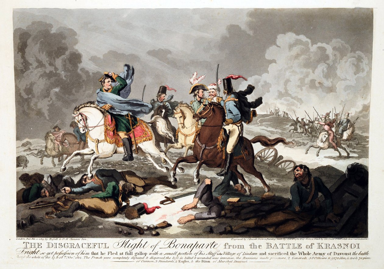 Bonaparte repülése a krasznoi csatából (Krasnoje) 1812 - Wright, John Massey (1777-1866) - 1814 - Aquatint - 42,1x57,5 - Magángyűjtemény alkotó: John Massey Wright
