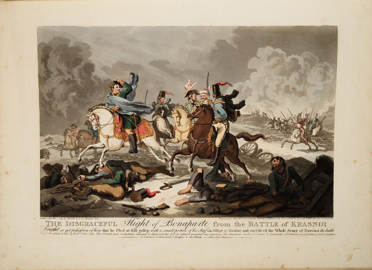 Bonaparte repülése a krasznoi csatából, 1814 alkotó: John Massey Wright