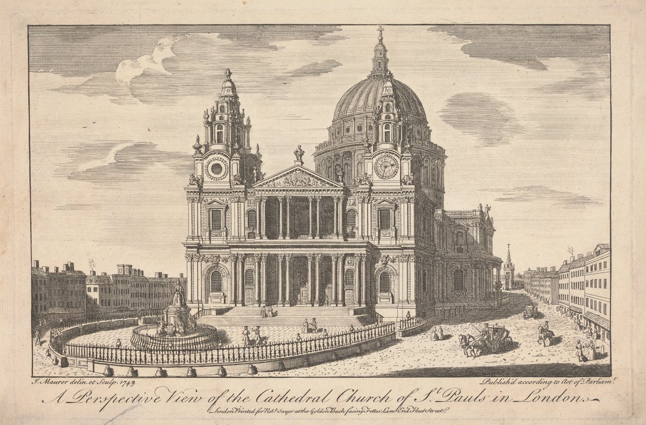 Perspektivikus kilátás a londoni St. Pauls katedrálisra alkotó: John Maurer