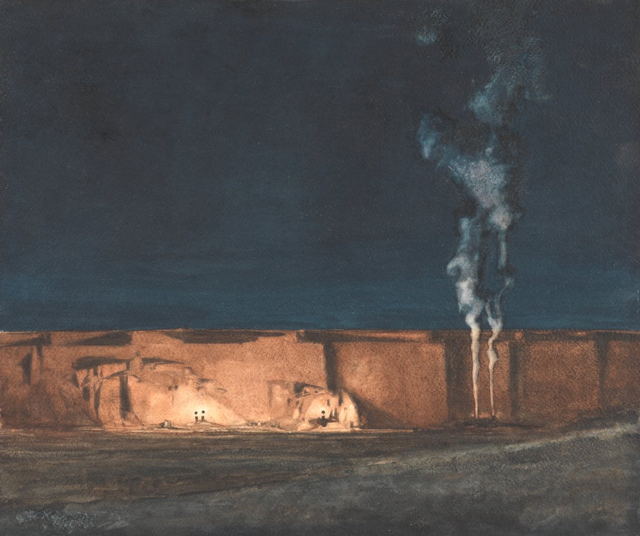 Kavicsbánya: Éjszaka (akvarell) alkotó: John Duncan