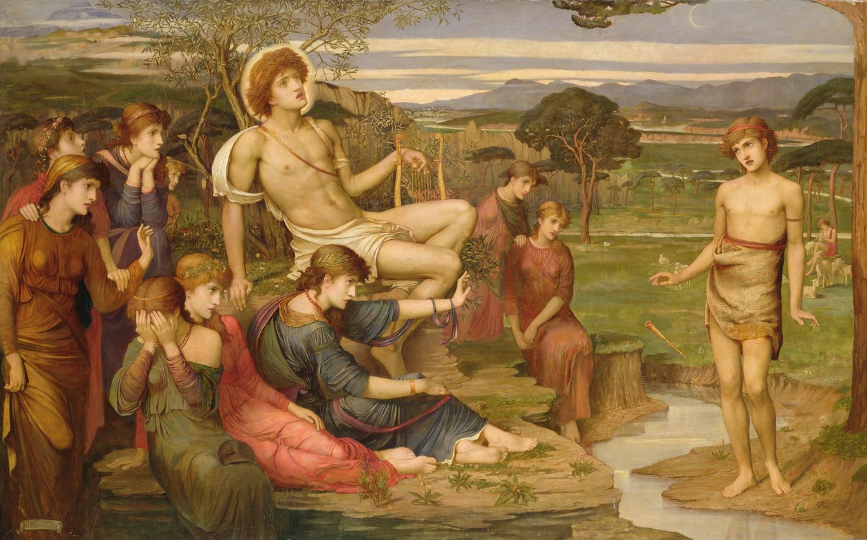 Apolló és Marsyas alkotó: John Melhuish Strudwick