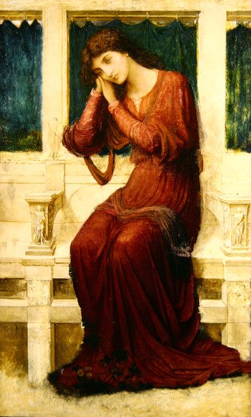 Amikor a bánat megérkezik a nyári napra A rózsa virágzik Hiúban, 1910 körül (olaj, vászon) alkotó: John Melhuish Strudwick