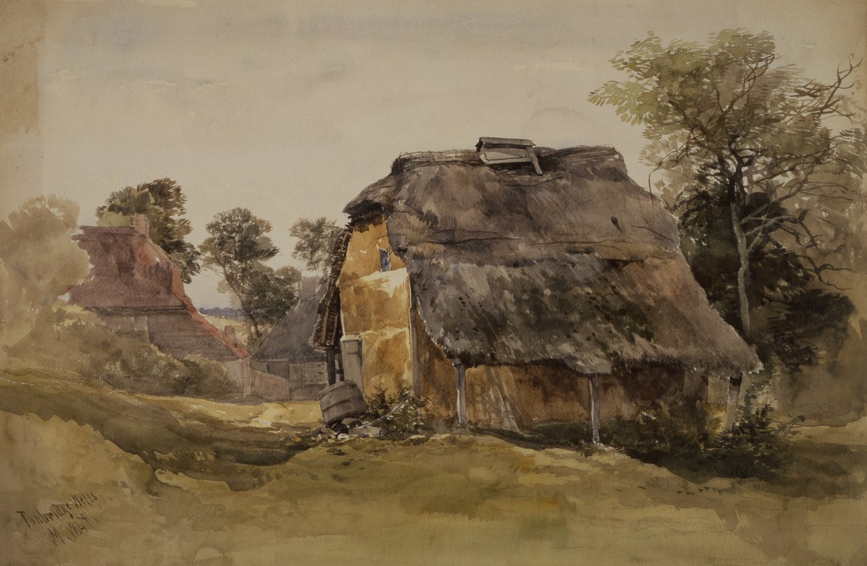 Egy régi pajta Tunbridge Wellsben (akvarell papíron) alkotó: John Middleton