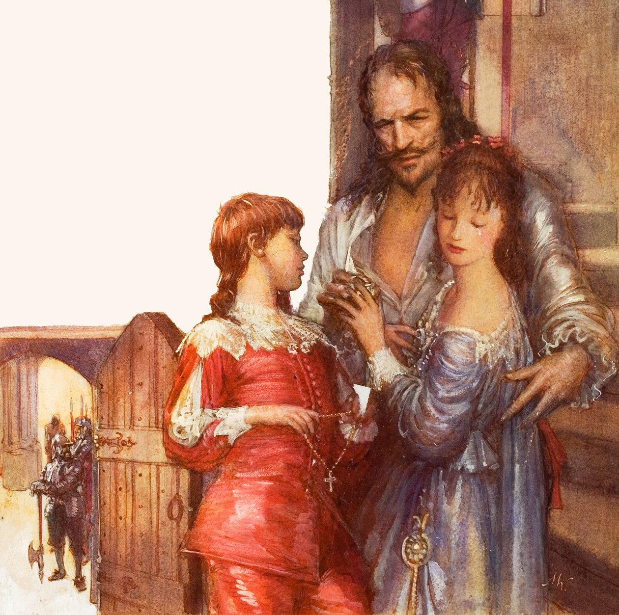 I. Károly búcsúzik gyermekeitől (gouache, papír) alkotó: John Millar Watt