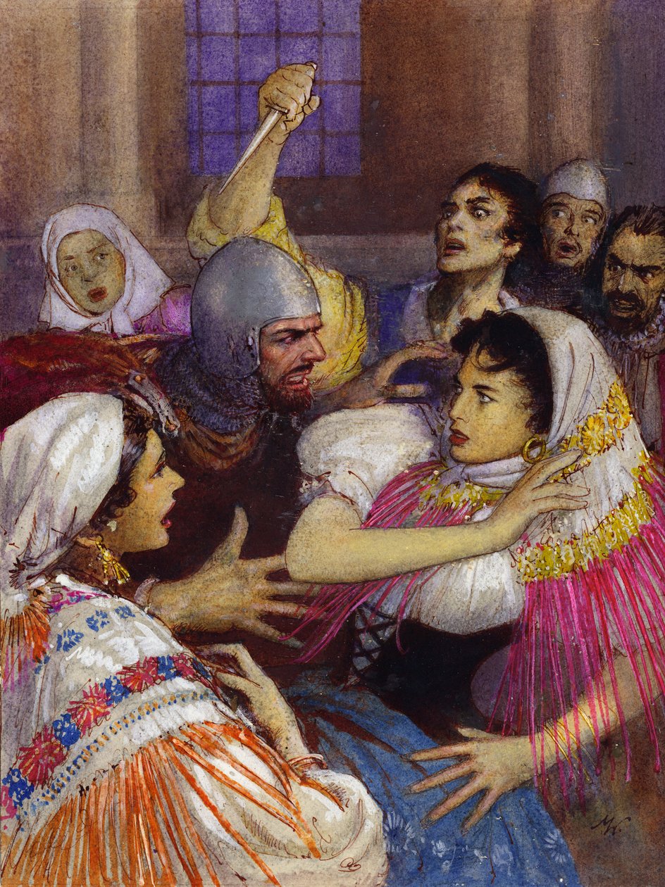A szicíliai vesperás mészárlása (gouache, papír) alkotó: John Millar Watt