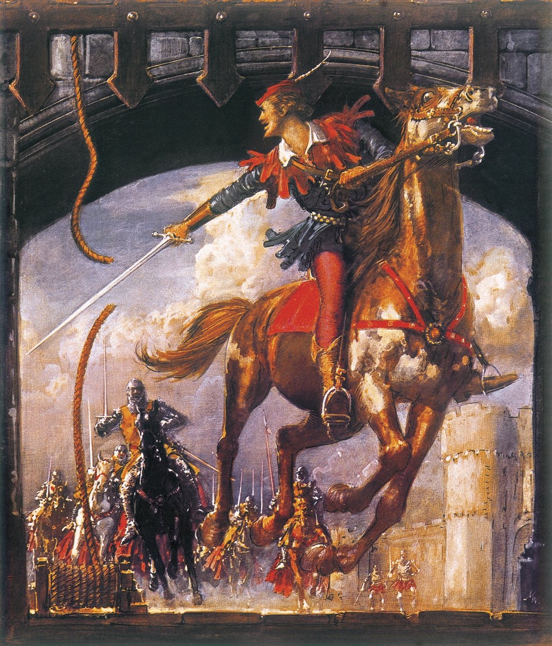 Robin Hoodot normann katonák üldözik alkotó: John Millar Watt