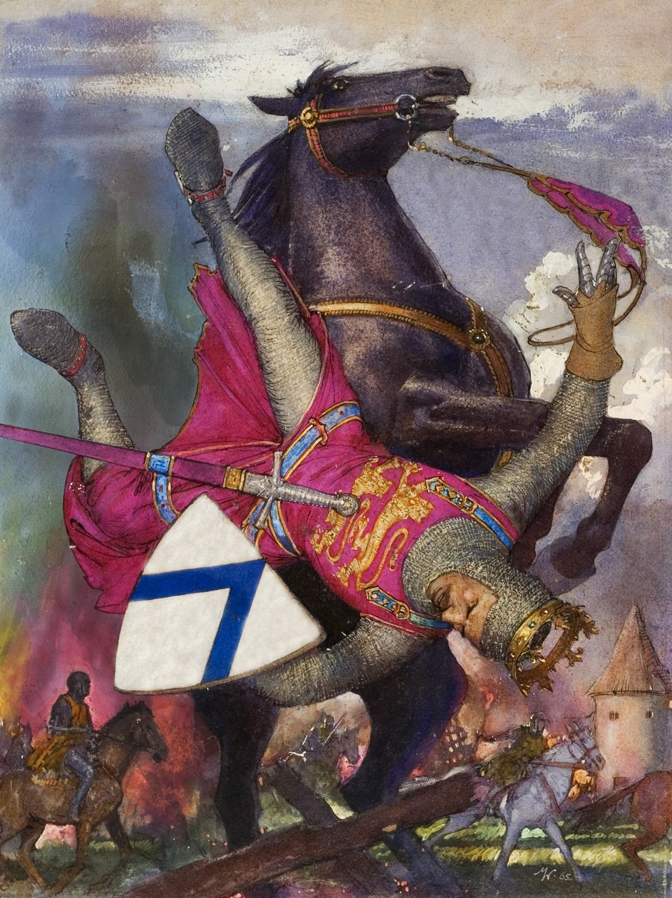 Hódító Vilmos bukása (gouache, papír) alkotó: John Millar Watt