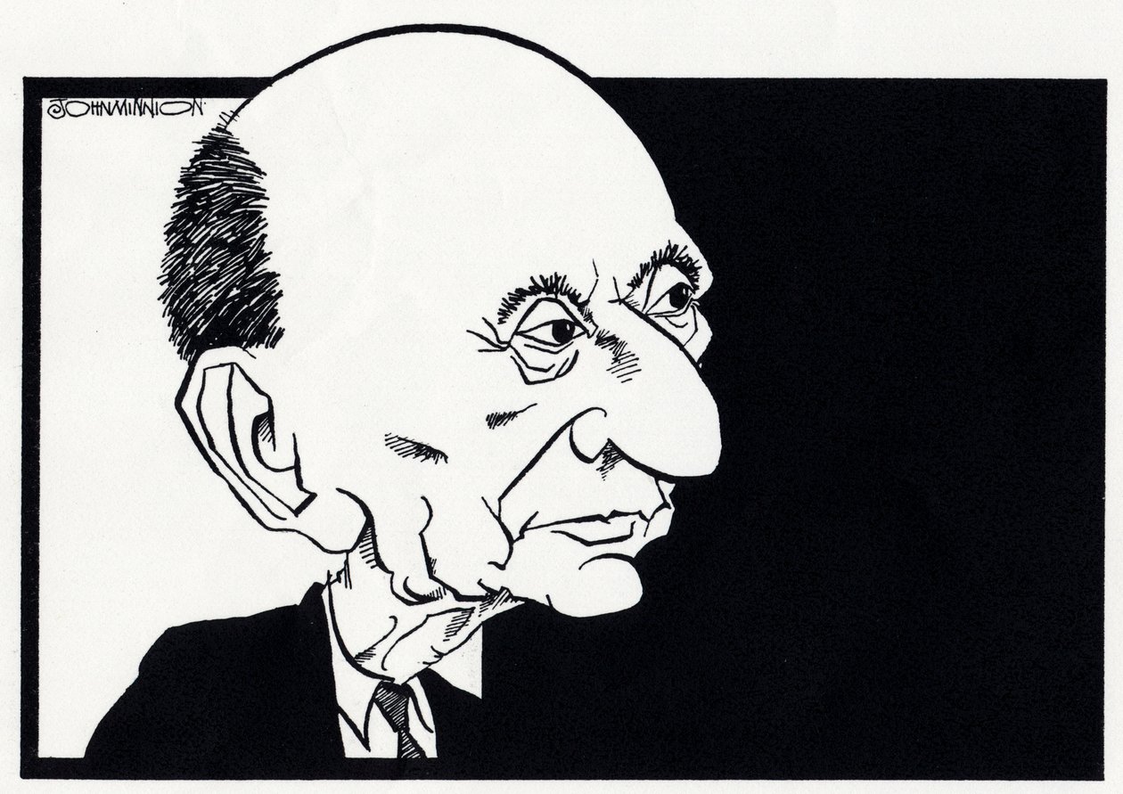 Arnold Schönberg, karikatúra alkotó: John Minnion
