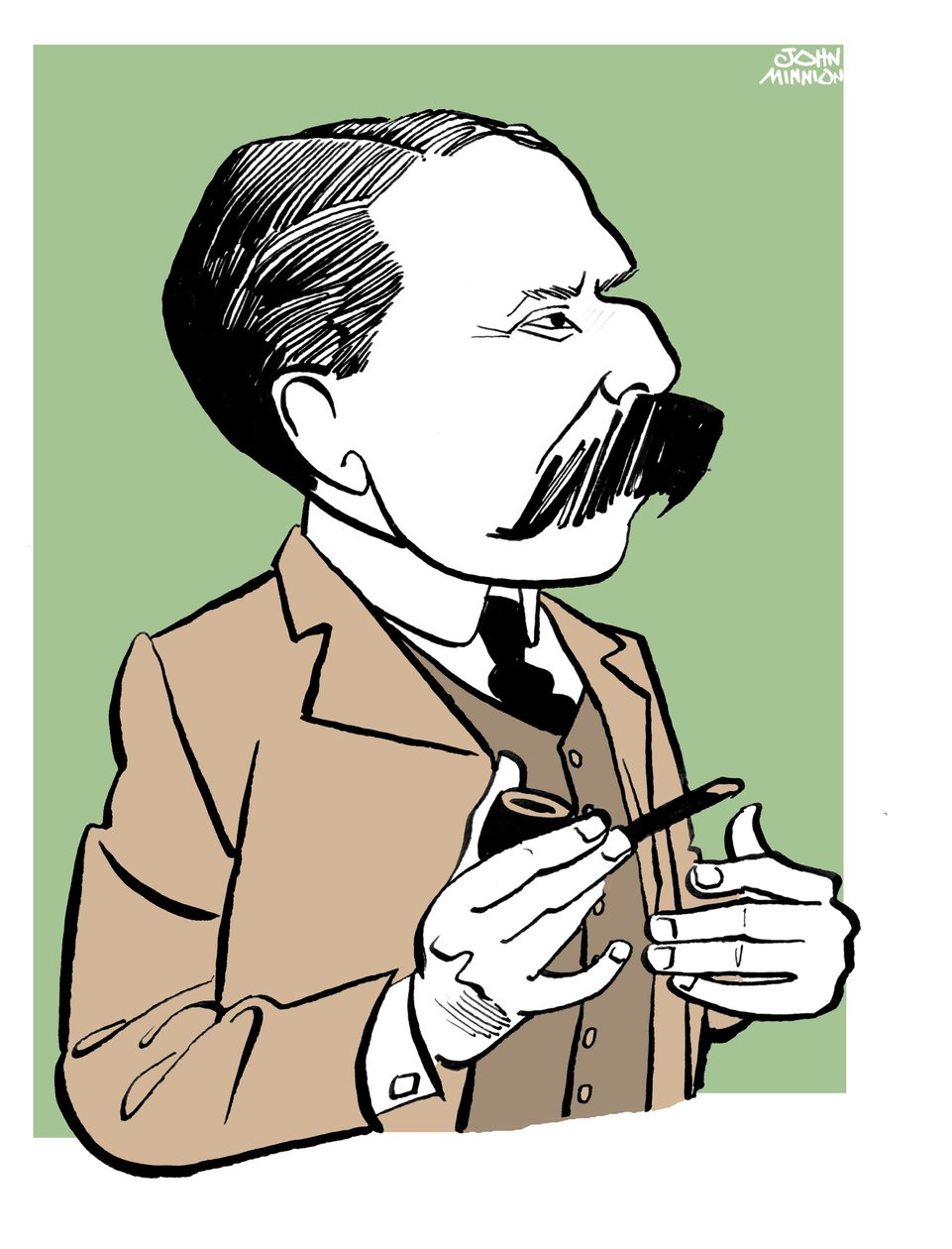 Edward Elgar - karikatúra pipával a kezében alkotó: John Minnion