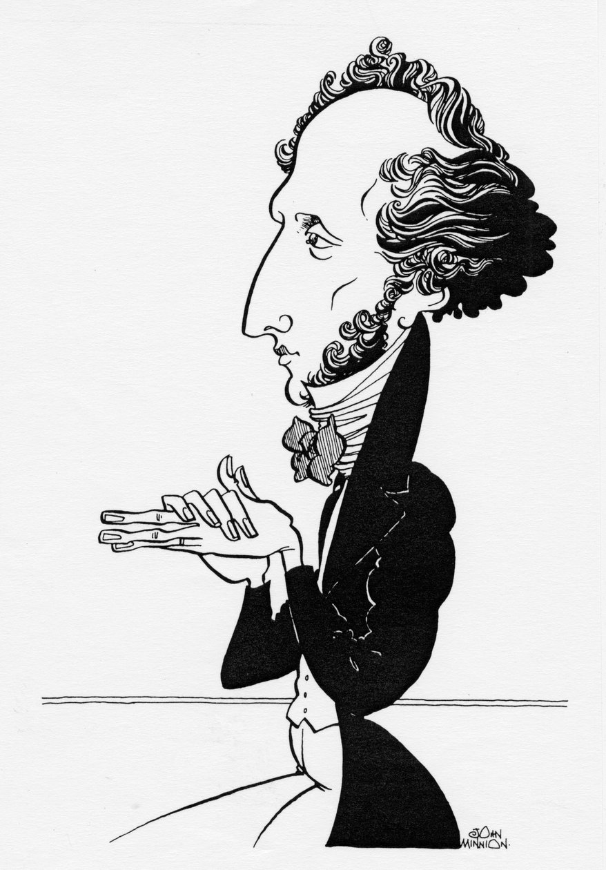 Felix Mendelssohn - A német zeneszerző karikatúrája, 1809. február 3. - 1847. november 4. alkotó: John Minnion