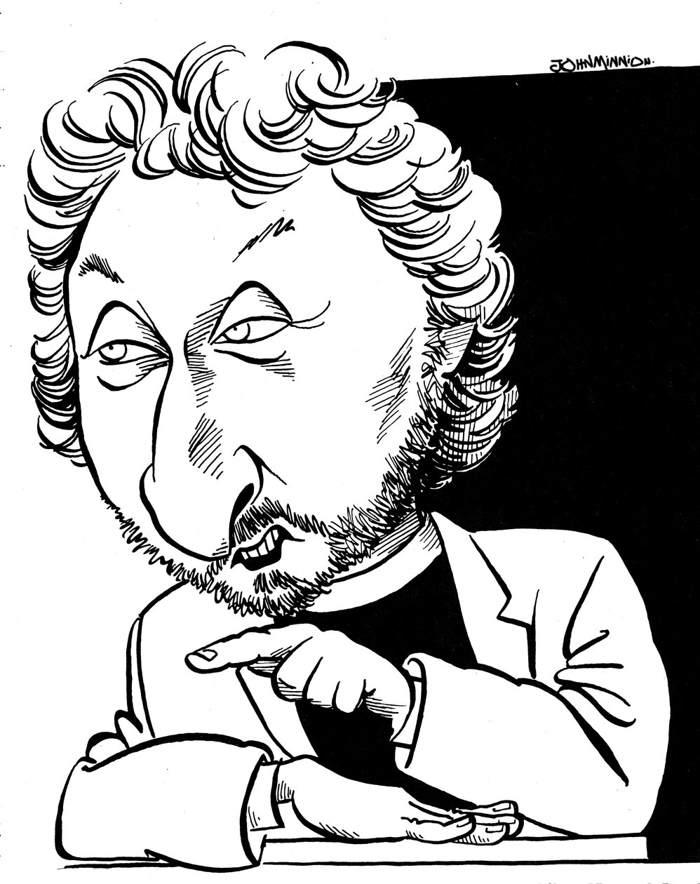 Howard Jacobson karikatúra, brit író alkotó: John Minnion