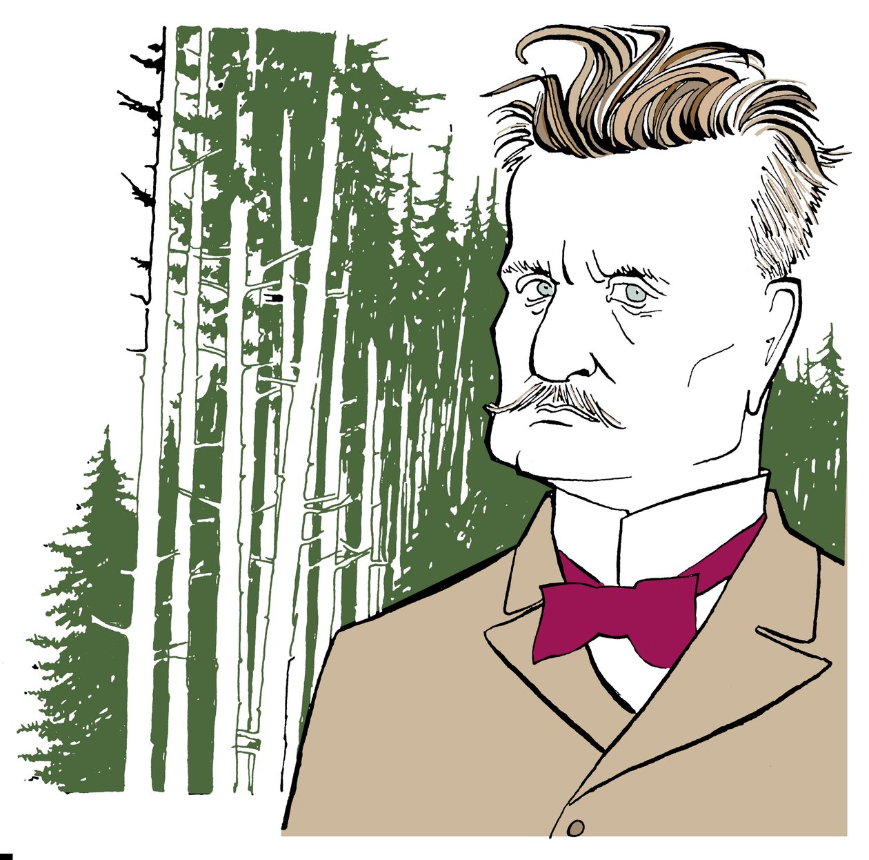 Jean Sibelius finn erdőkkel a háttérben alkotó: John Minnion