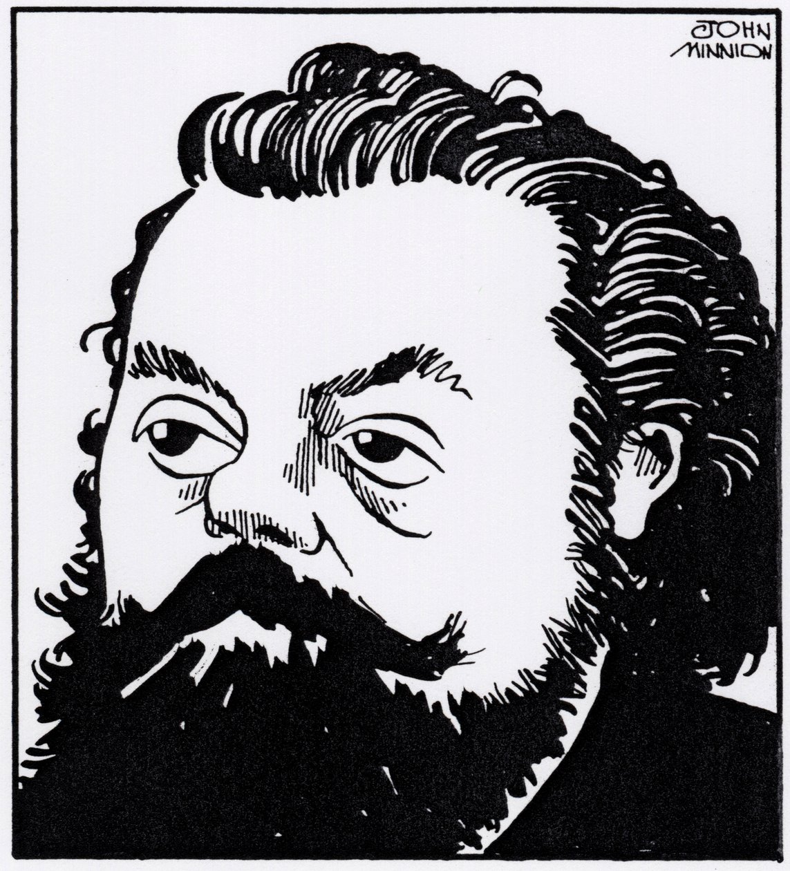 Modeszt Petrovics Muszorgszkij, karikatúra portréja alkotó: John Minnion