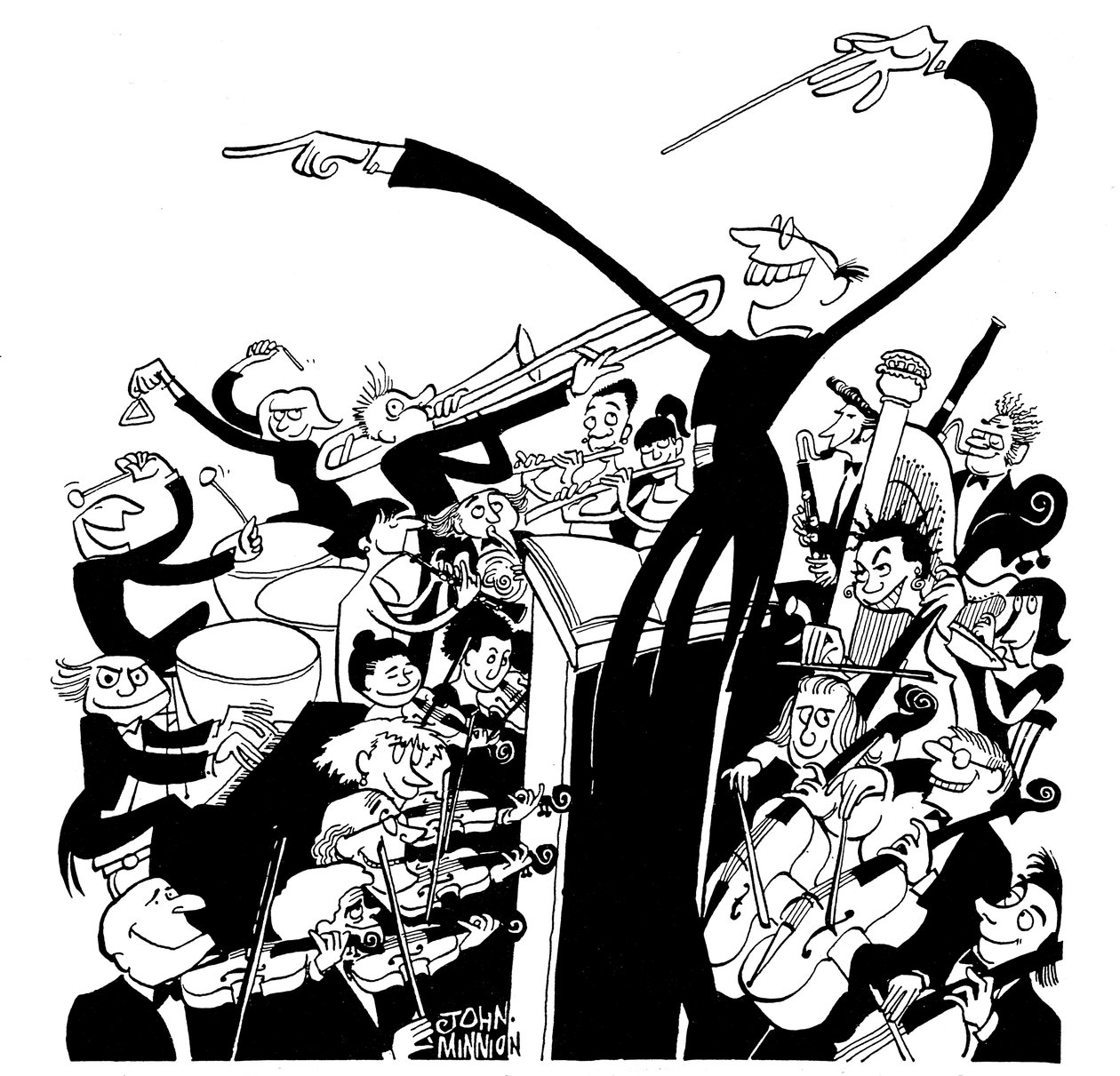 Zenekar és karmester - karikatúra John Minniontól alkotó: John Minnion
