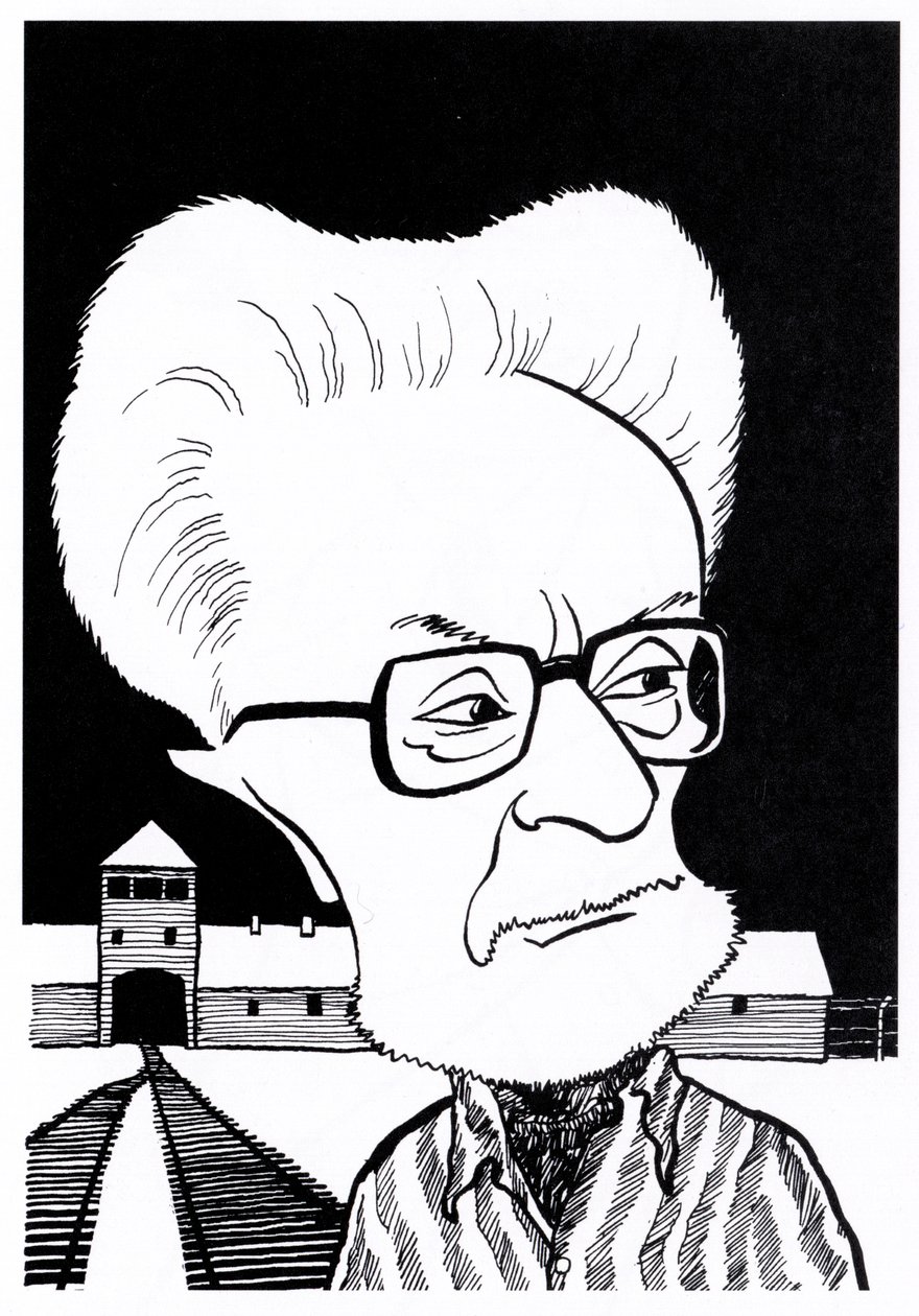 Primo Levi, karikatúrák alkotó: John Minnion