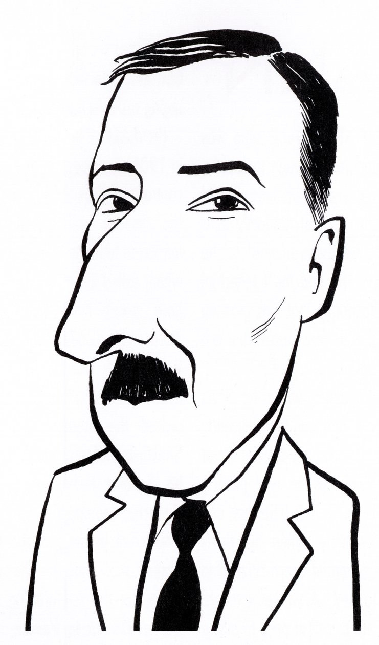 Stefan Zweig, karikatúra alkotó: John Minnion