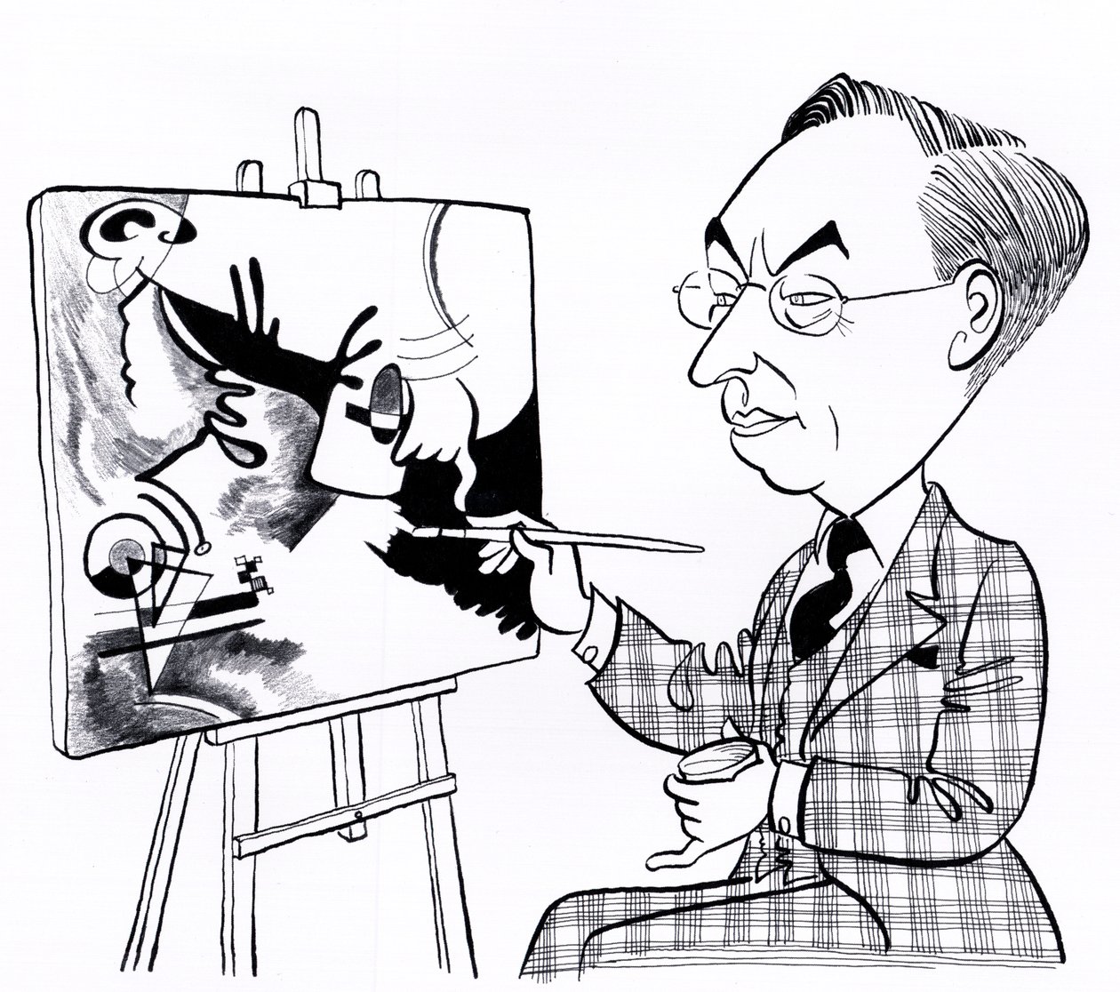 Vaszilij ( Wassily ) Kandinszkij, karikatúra festőállvánnyal alkotó: John Minnion
