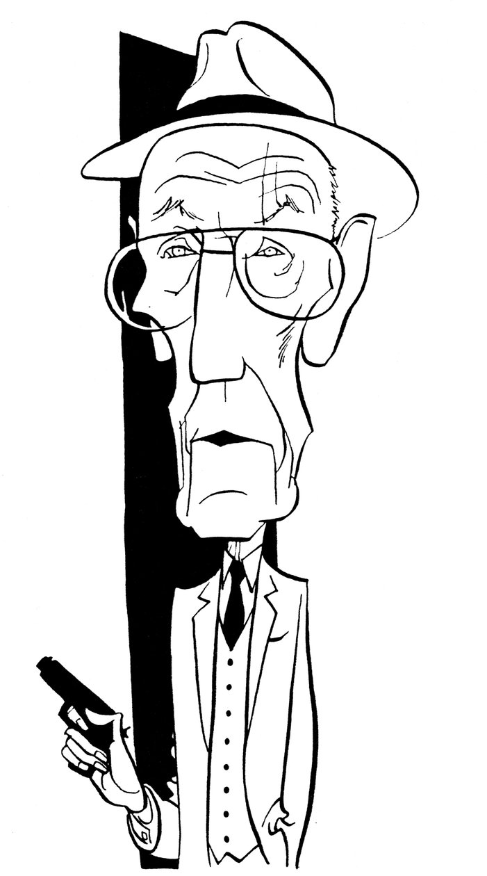 William S Burroughs, karikatúra John Minniontól alkotó: John Minnion
