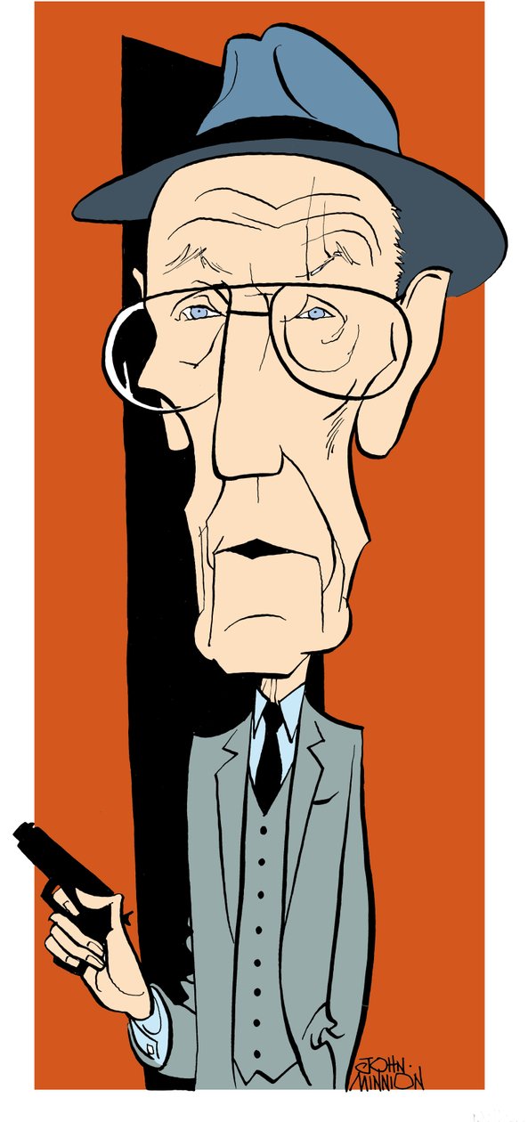 William S Burroughs, karikatúra John Minniontól alkotó: John Minnion