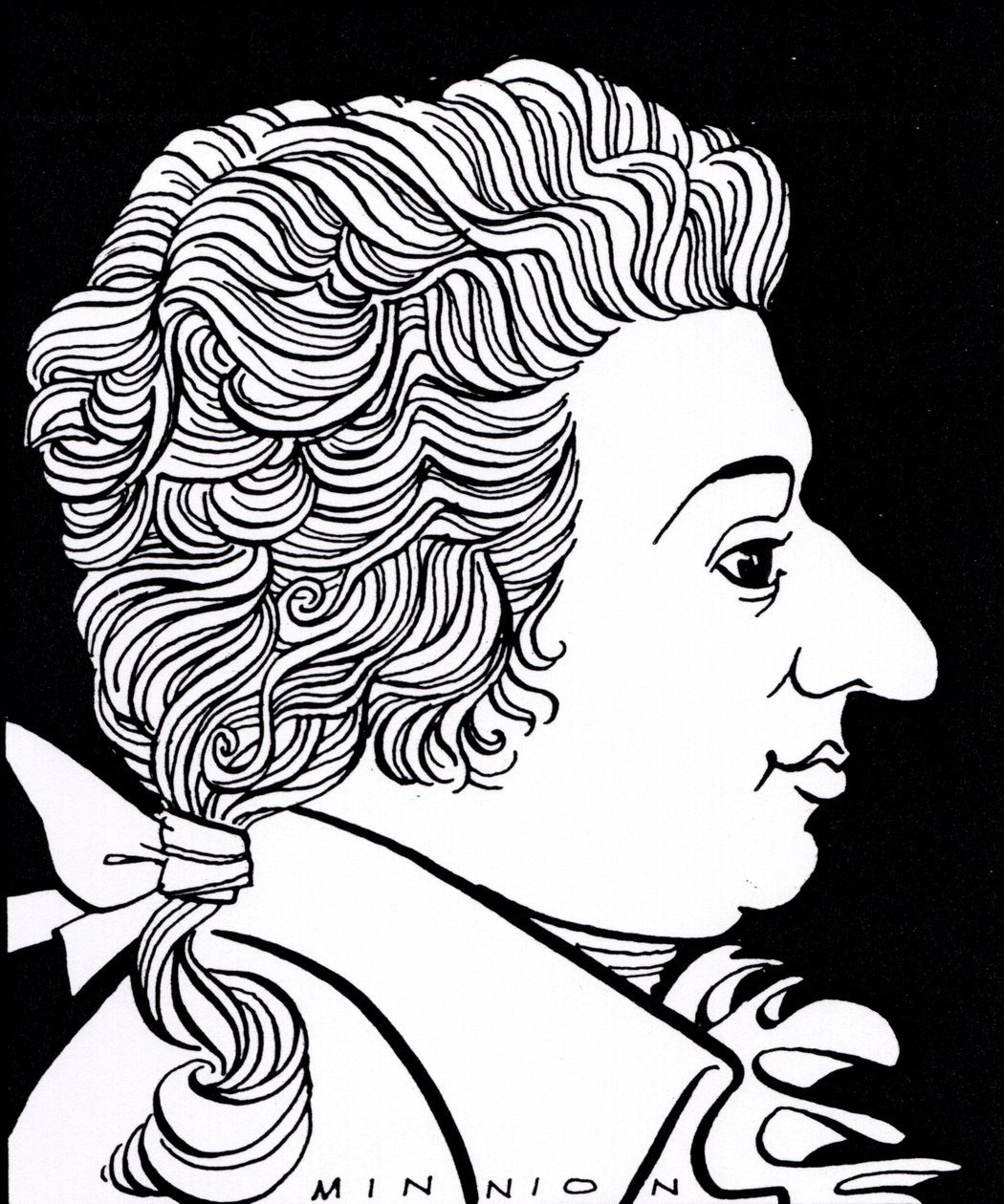 Wolfgang Amadeus Mozart - karikatúra alkotó: John Minnion
