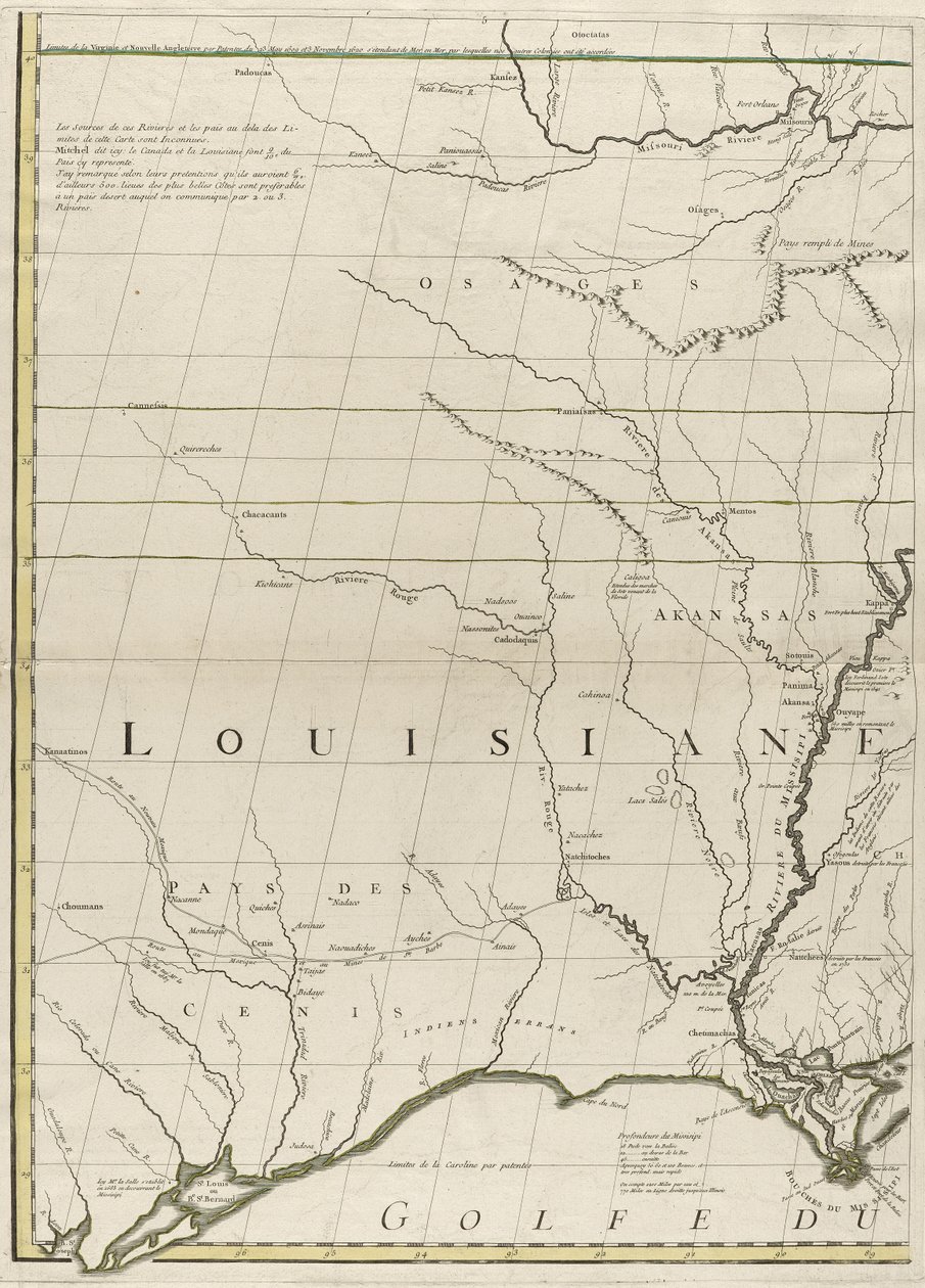 Az amerikai brit és francia uradalmak térképe, 1756 (metszet körvonalszínnel papíron) alkotó: John Mitchell