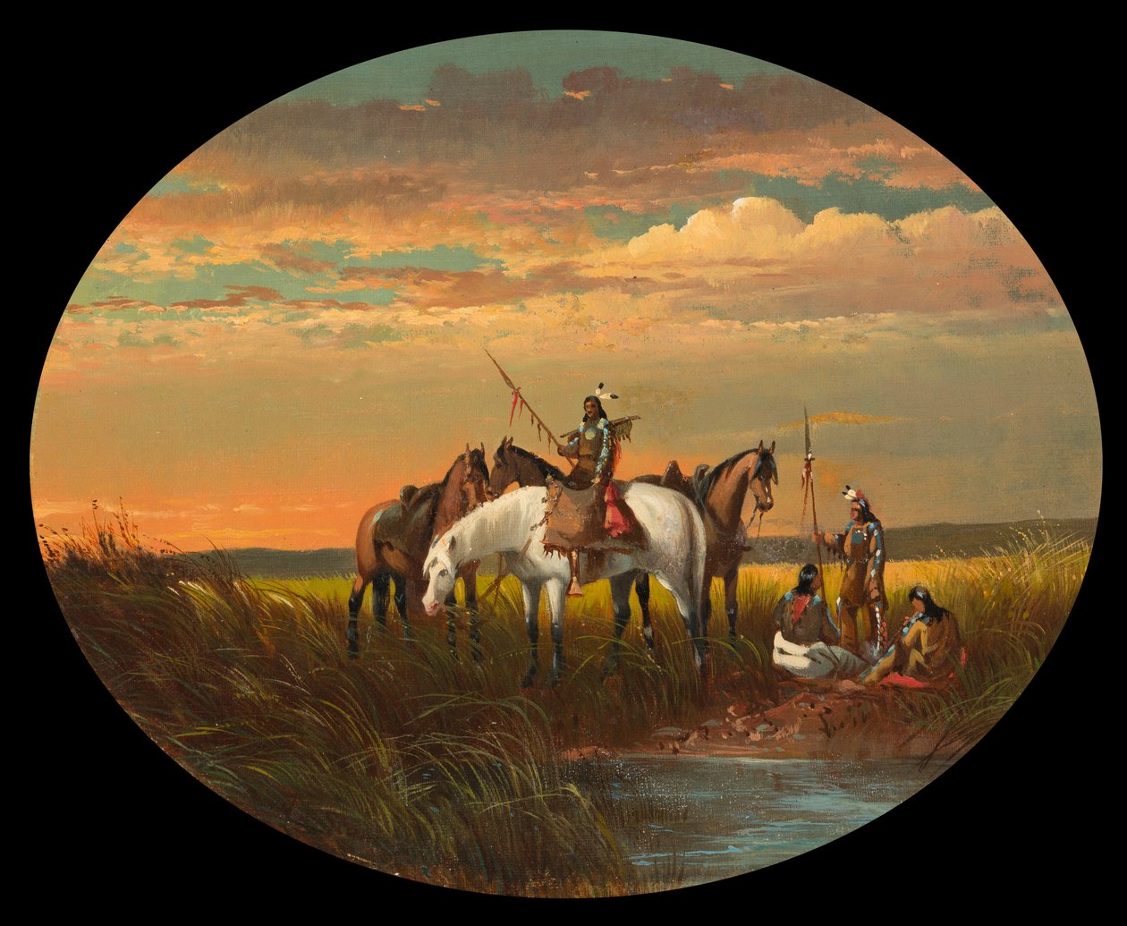 Megállás a prérin egy füstért, 1870 körül alkotó: John Mix Stanley