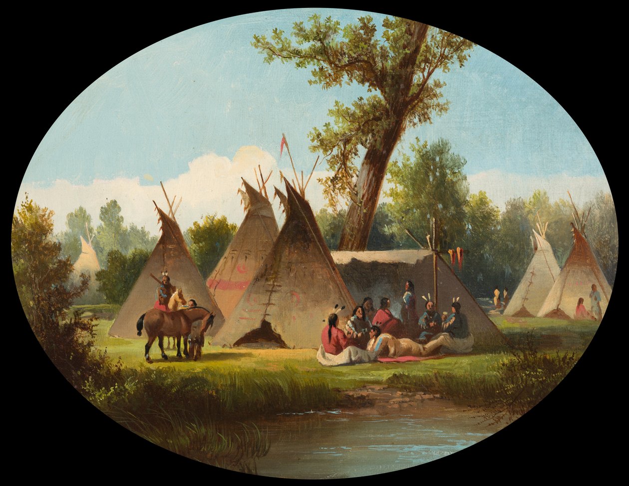 Assiniboin tábor a Missouri felső részén, 1870 körül alkotó: John Mix Stanley