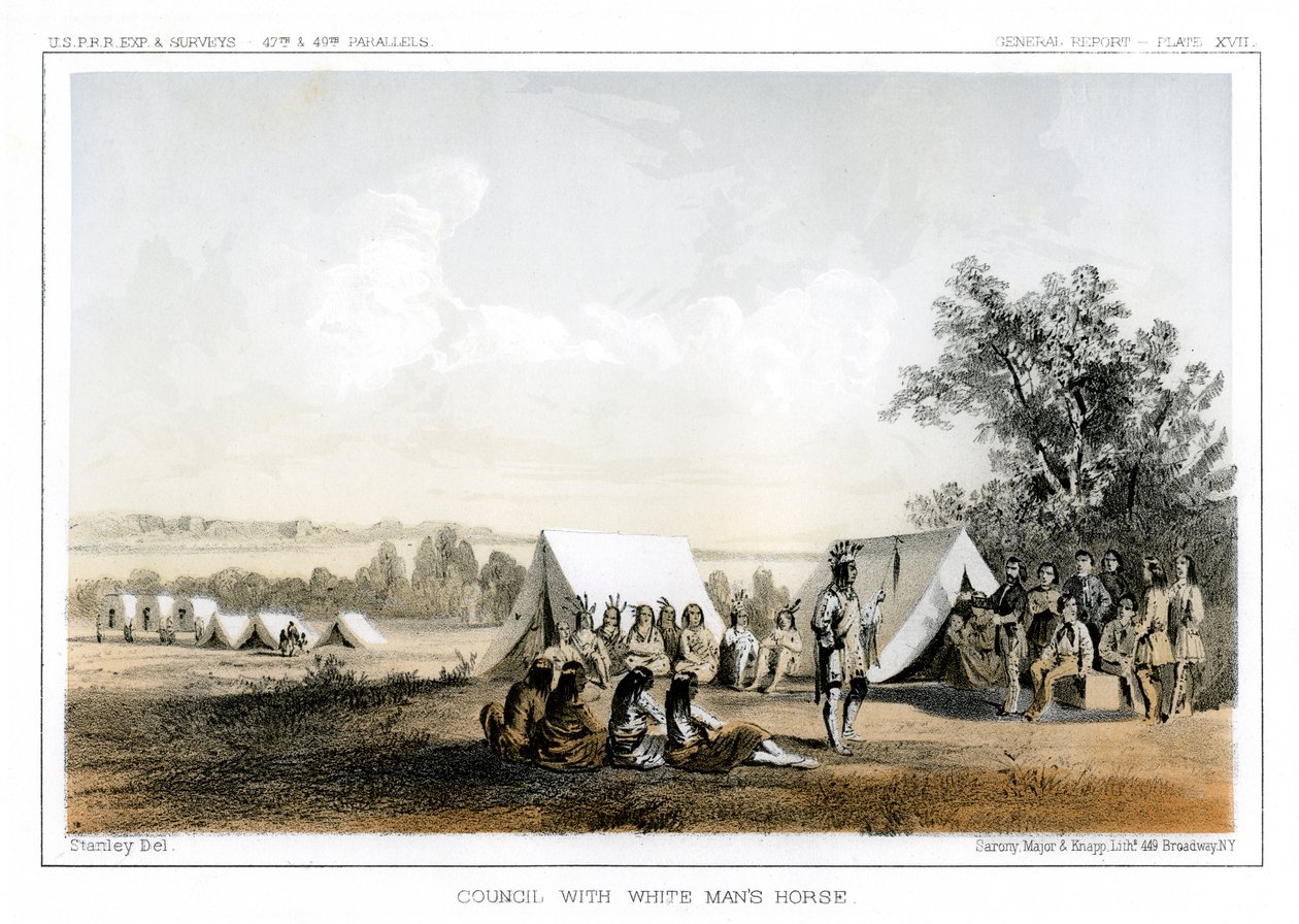 Tanács White Mans Horse-val, 1856. alkotó: John Mix Stanley