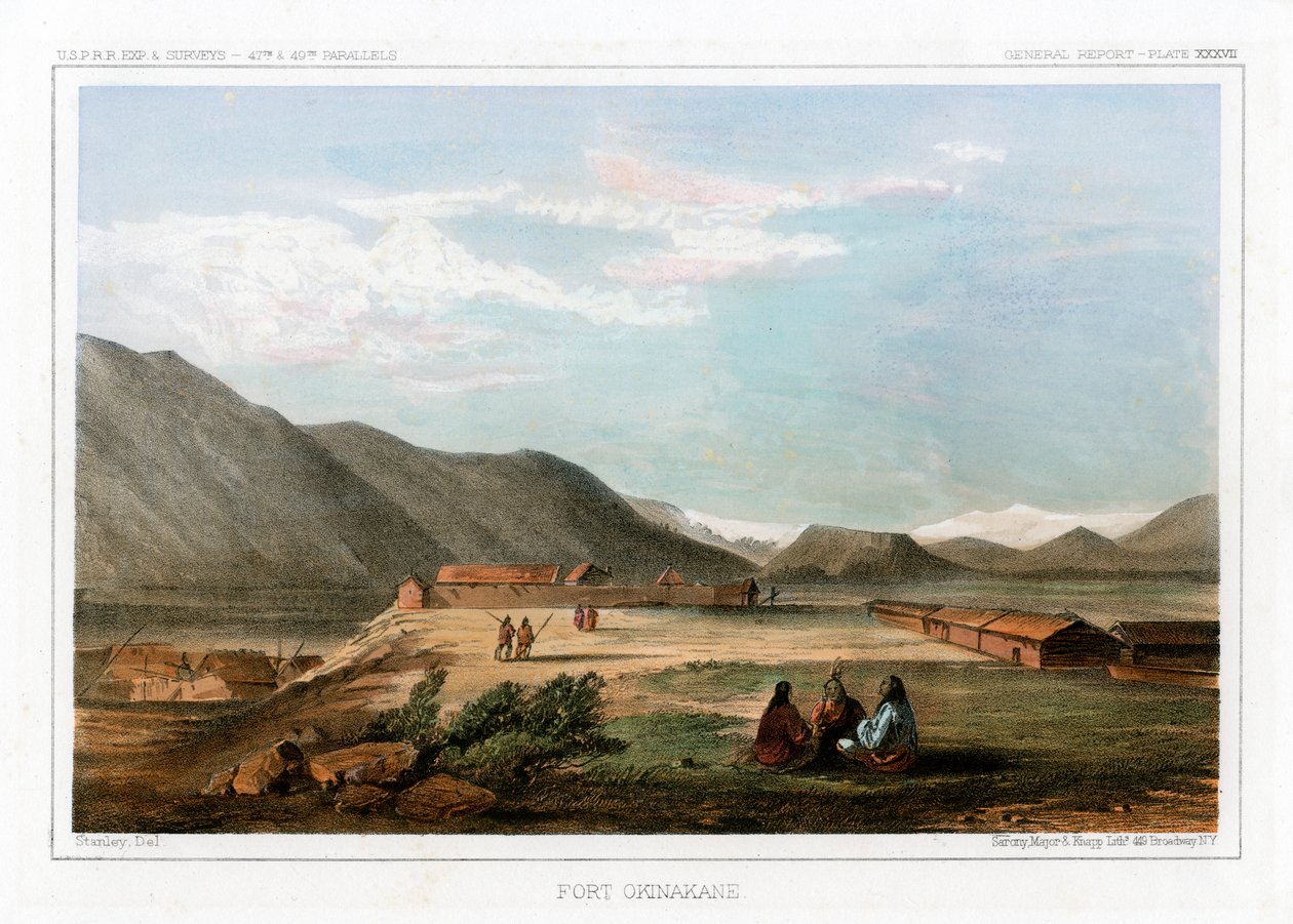 Fort Okinakane, USA, 1856. alkotó: John Mix Stanley