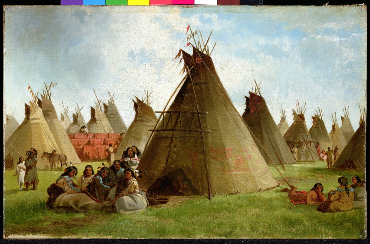 Prairie Indian Campment, 1870 körül (olaj, vászon) alkotó: John Mix Stanley