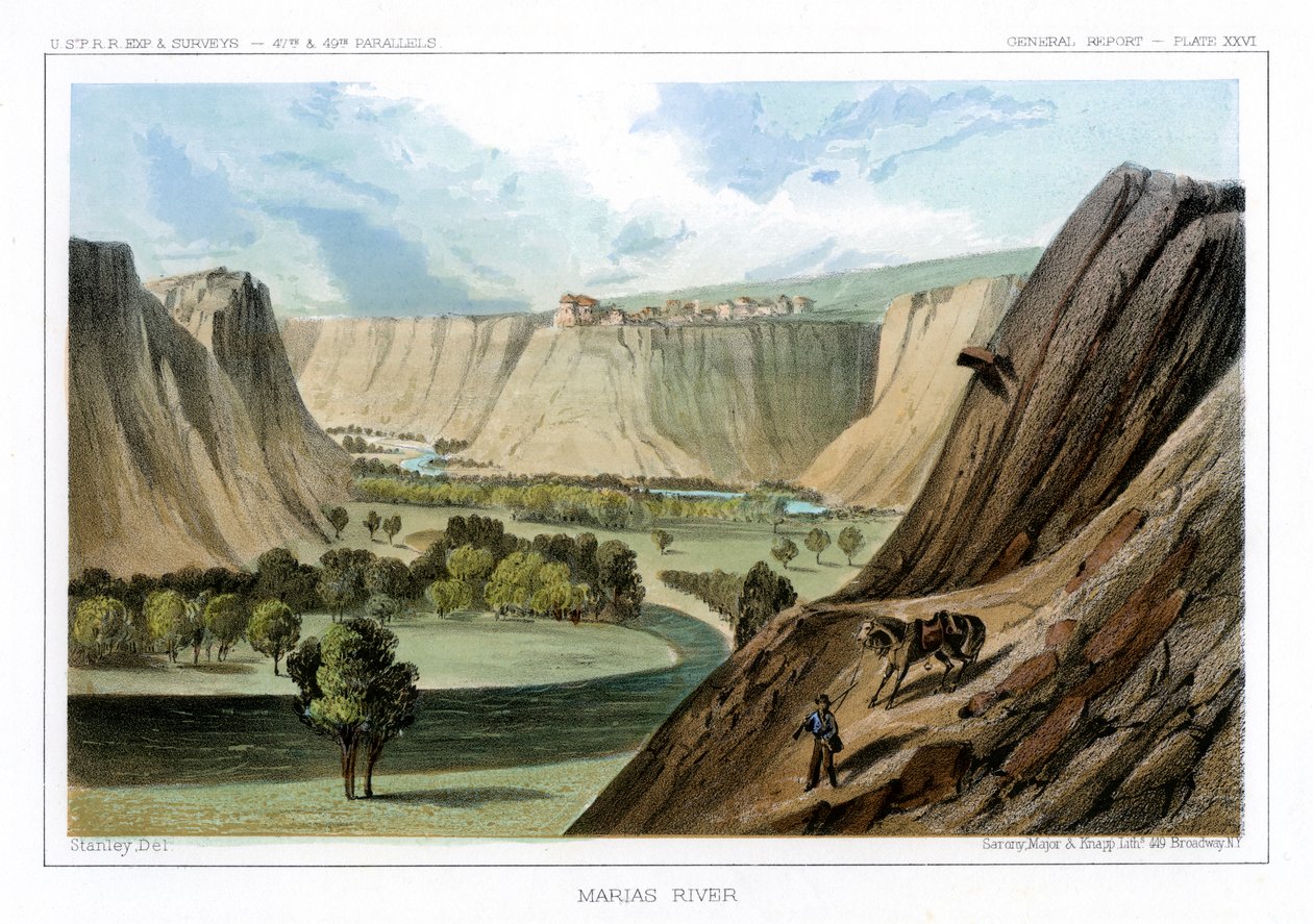 A Marias folyó, Montana, USA, 1856. alkotó: John Mix Stanley