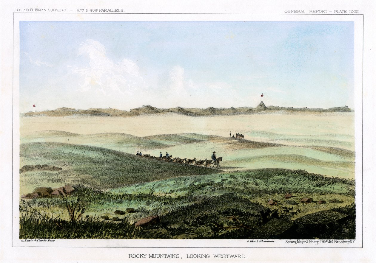 A Sziklás-hegység, nyugat felé nézve, USA, 1856. alkotó: John Mix Stanley