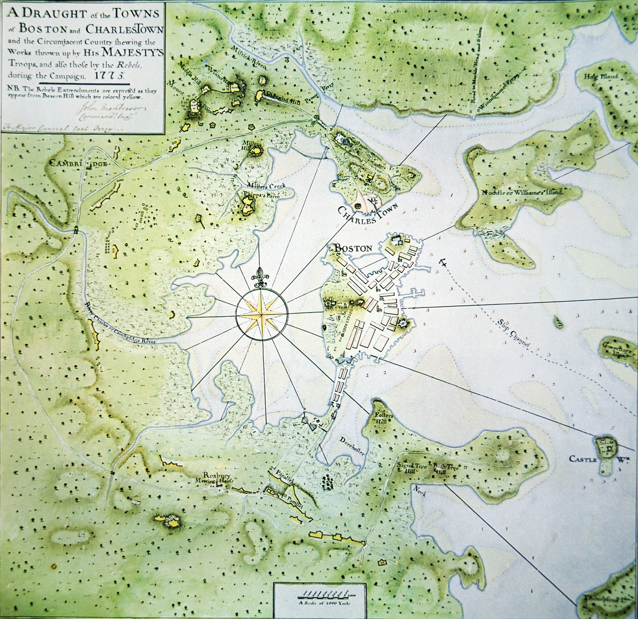 Boston és Charlestown térképe alkotó: John Montresor