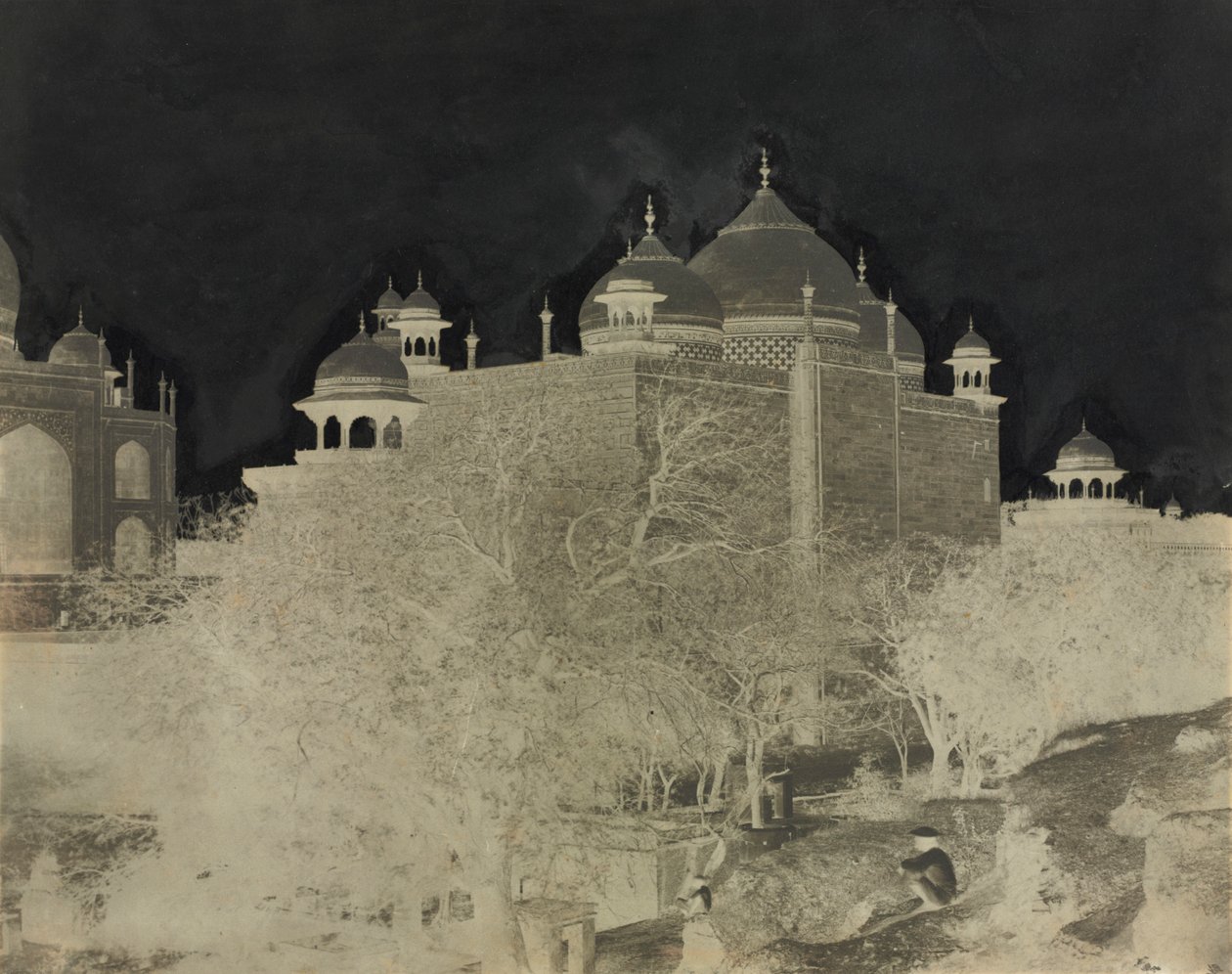 Taj Mahal, A pihenőház hátulnézete, ábrával, c. 1858-1862. alkotó: John Murray