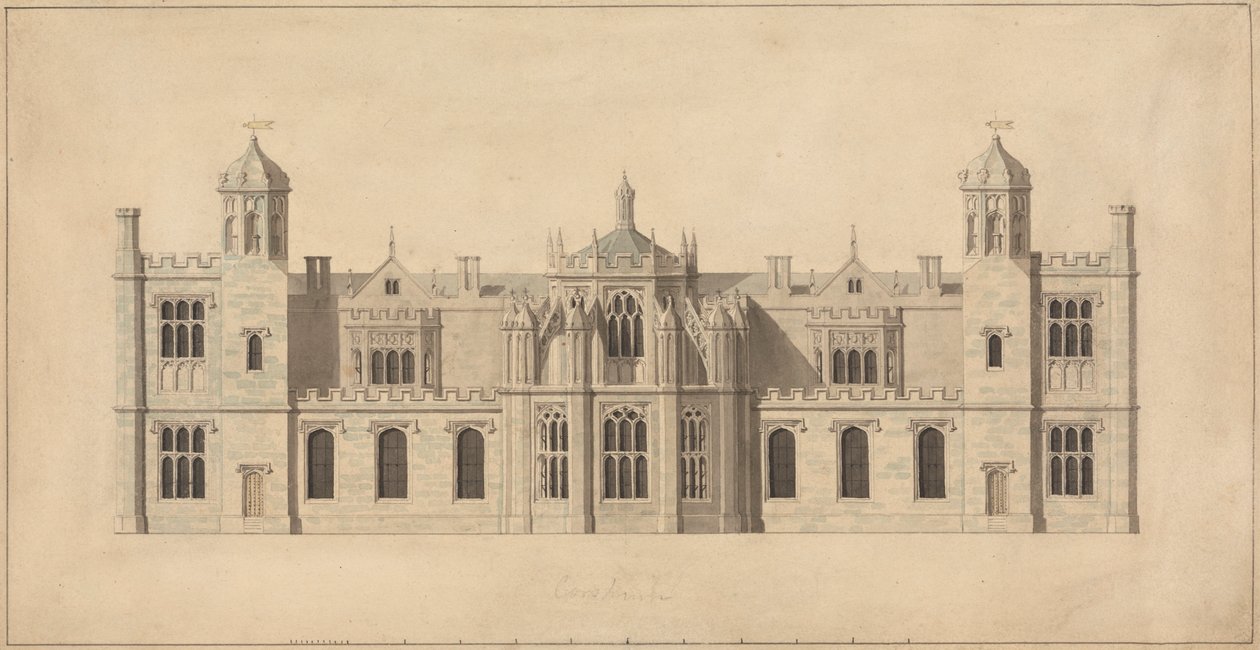 Corsham Court, Wiltshire: Az északi front emelkedése alkotó: John Nash