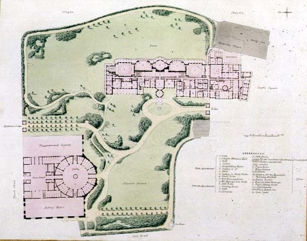 A királyi pavilon terve, ahogyan Nash 1822-ben fejezte be John Nash „A királyi pavilon kilátásai, Brighton” című művéből alkotó: John Nash