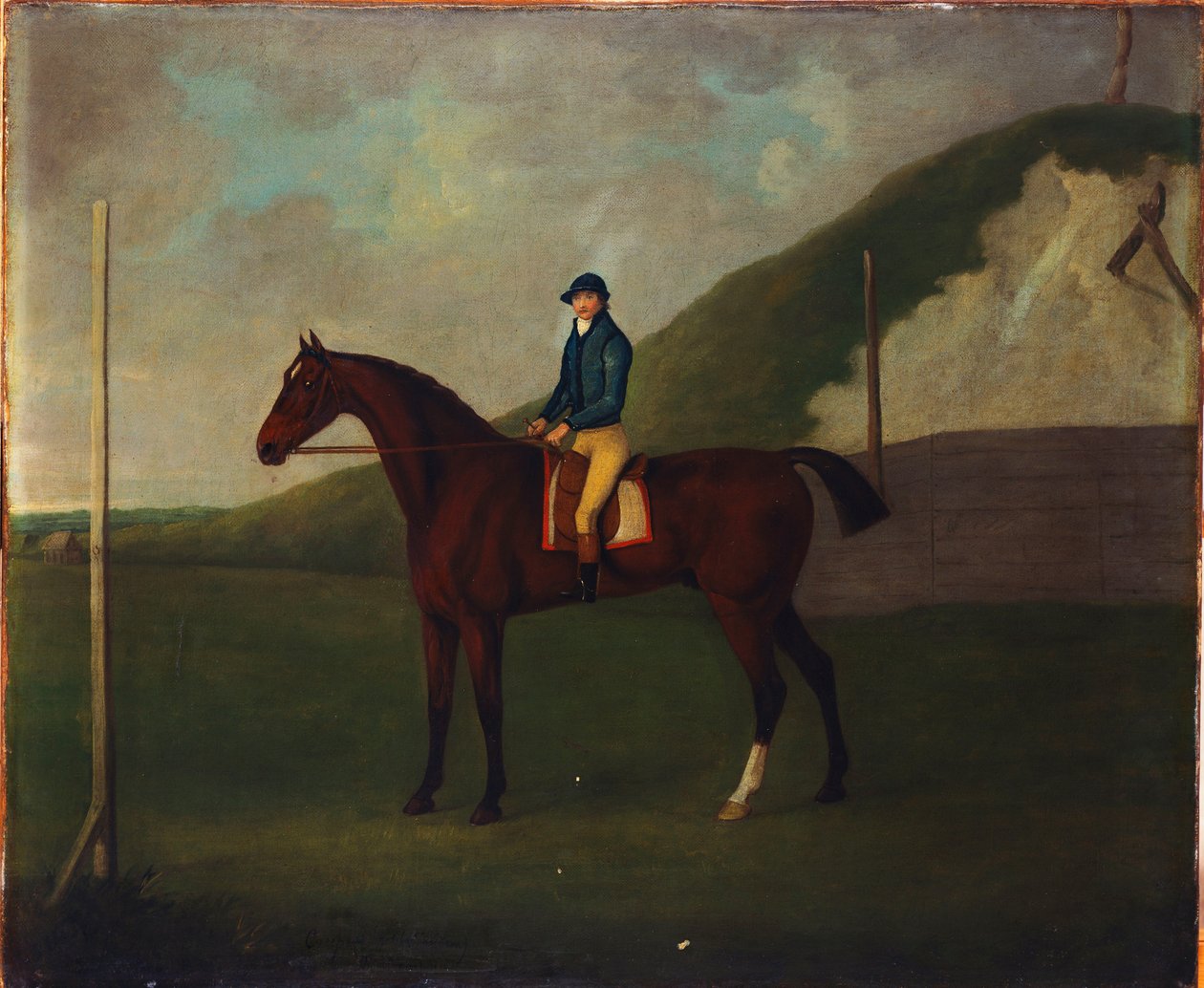 "Creeper", egy Bay Colt zsokéval a kiindulópontnál az ördögök árkában, Newmarket alkotó: John Nott Sartorius