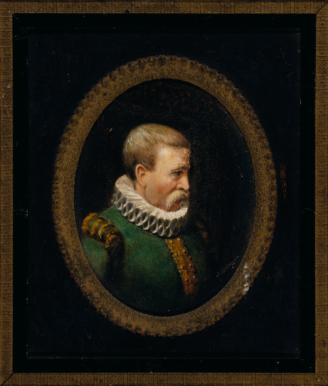 Károly korabeli hugenotta úriember portréja IX. alkotó: John O