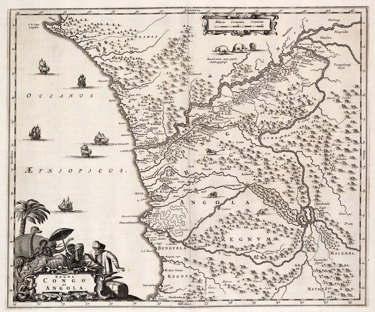 Kongó és Angola térképe, Afrika alkotó: John Ogilby