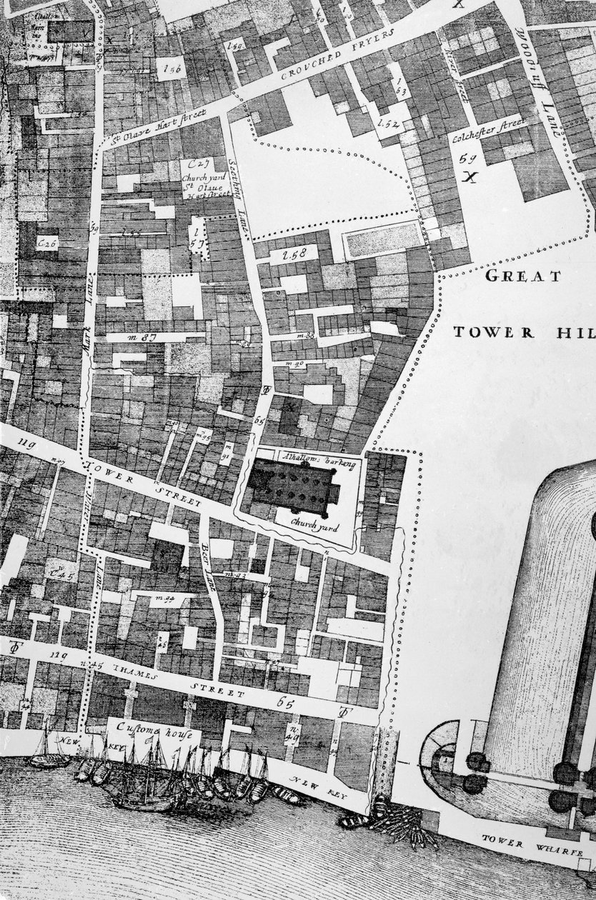 London City nagyméretű és pontos térképének részlete (metszet) alkotó: John Ogilby