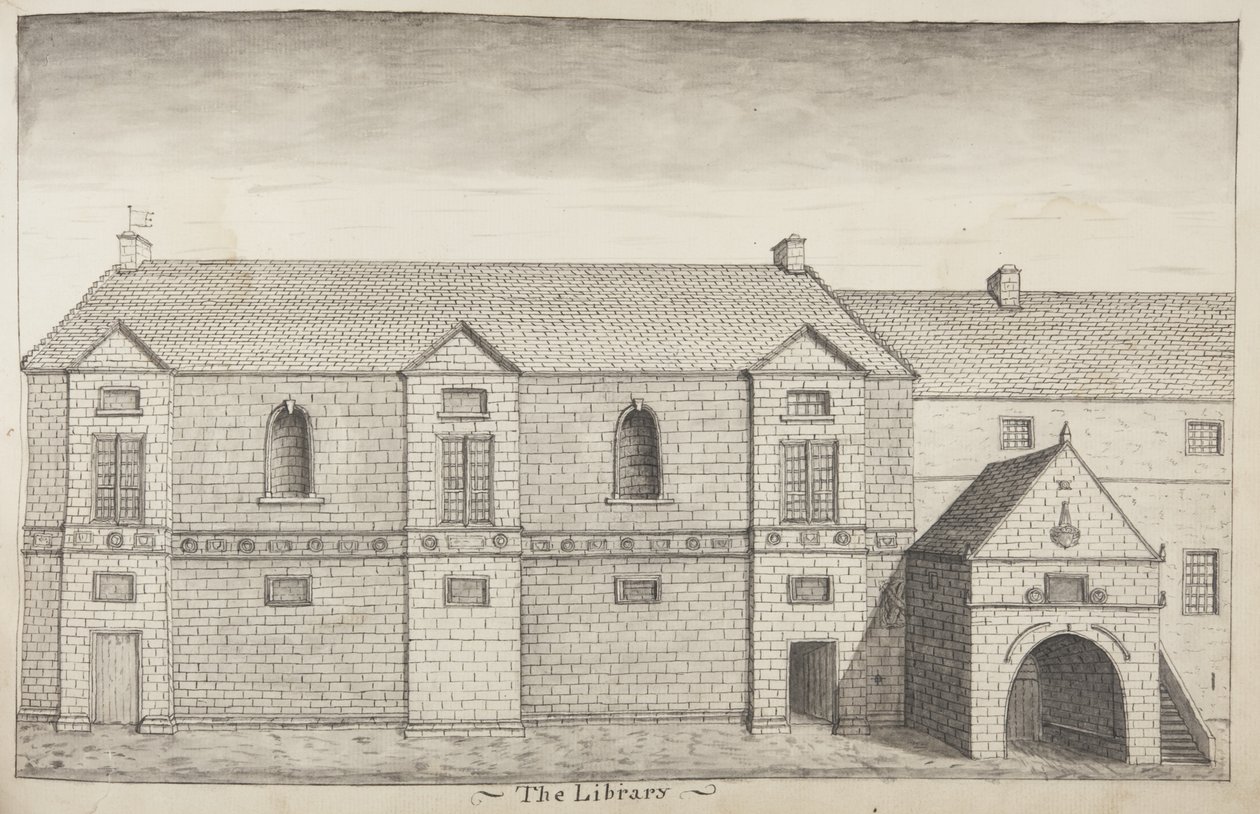 St Andrews Delineated – A könyvtár (toll és mosás papíron) alkotó: John Oliphant