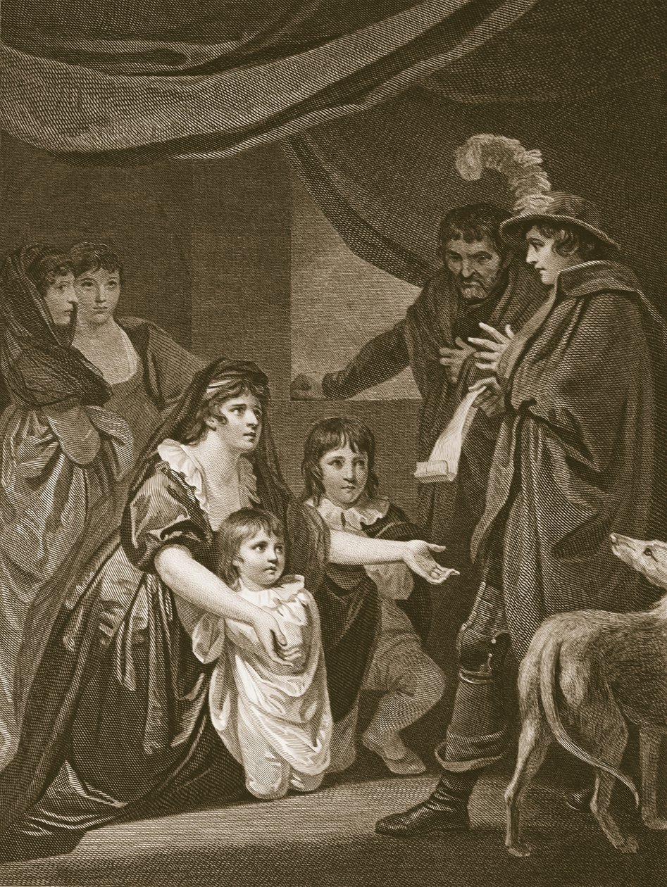 Lady Elizabeth Gray könyörög IV. Edwardnak, hogy védje meg gyermekeit, W. Bromley vésette, illusztráció David Hume „Anglia története” című kocsmájából. R. Bowyer, London, 1812 alkotó: John Opie
